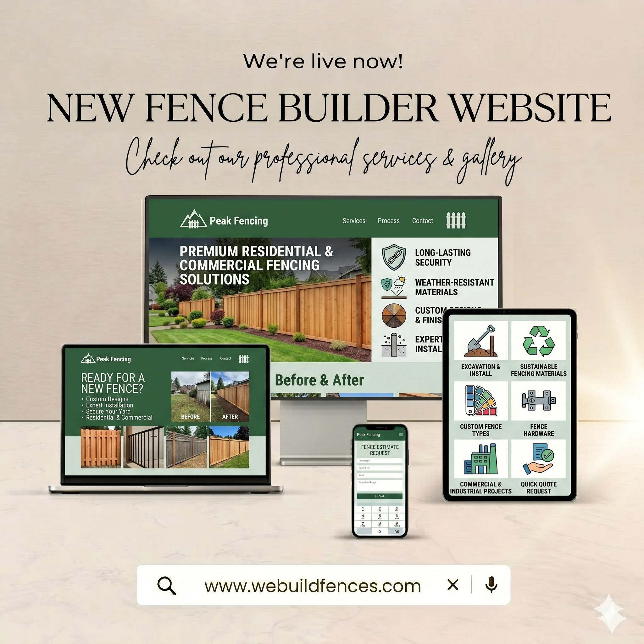 Beautiful fast fence building business website design